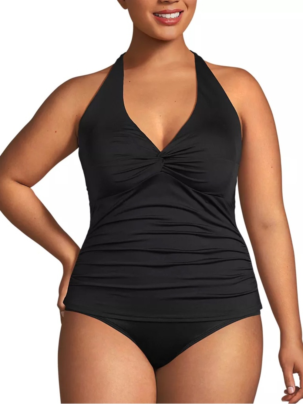 NWT Lands' End Black Twist Halter Tankini Top